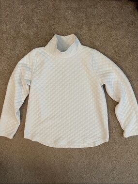JCrew Quilted White Mock Neck Pullover